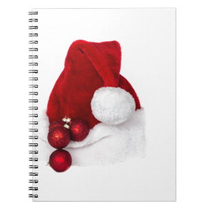 Santa Christmas Winter Hat Stocking Red Notebook