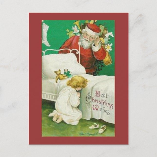 Santa Christmas Wishes Holiday Postcard (Front)