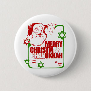 Santa Christmukkah 6 Cm Round Badge