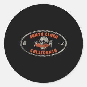 Santa Clara California Ca Retro Surfer Front And C Classic Round Sticker