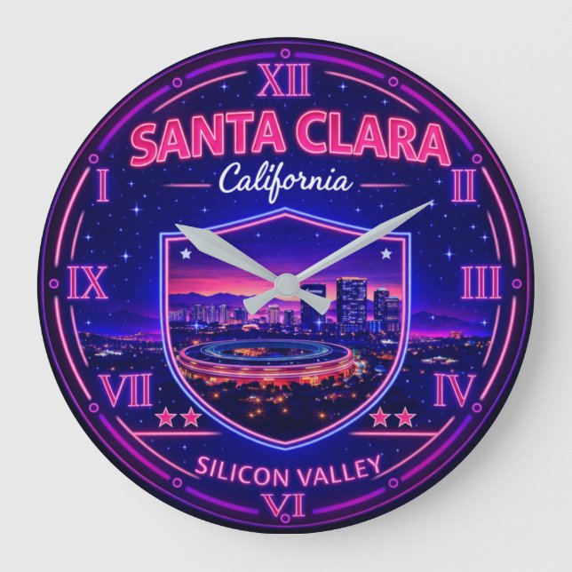 Santa Clara California Silicon Valley  Large Clock (Front)