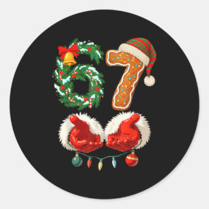 Santa Claus 67 Christmas Holiday Number 67 Xmas  Classic Round Sticker