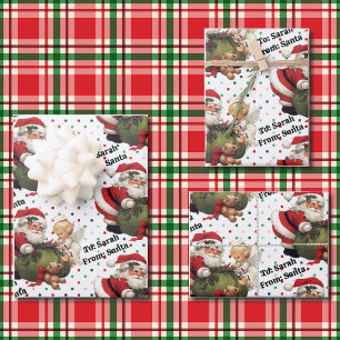 Santa Claus Add Child's Name 3 Cute Wrapping Paper Sheet