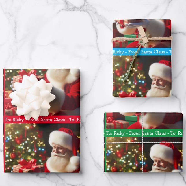 Santa Claus Add Child's Name Christmas 3 Wrapping Paper Sheet (Creator Uploaded)