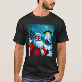 Santa Claus Alien Abduction Christmas UFO Encounte T-Shirt