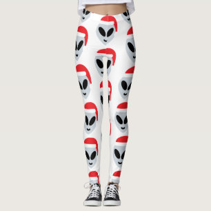 santa claus alien emoji leggings