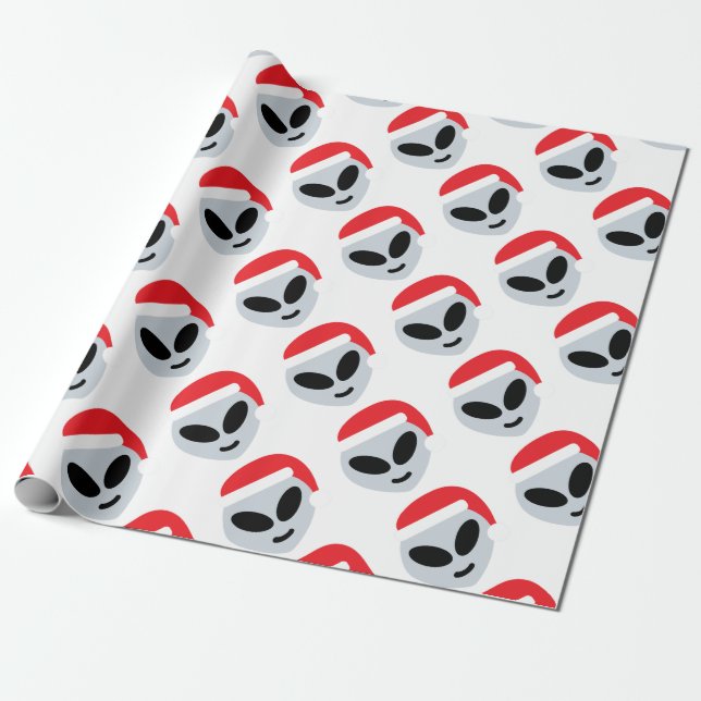 santa claus alien emoji wrapping paper (Unrolled)
