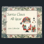 Santa Claus All Year Calendar<br><div class="desc">Fun images in a folk art style of Santa Claus are sure to bring the Christmas spirit and joy all year long. AI assisted graphics purchased with commercial use.  Artwork:  RedHeronLighthouse and RavenPrintableDesign</div>