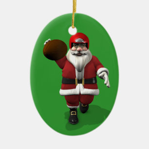Santa Claus American Football Player Ceramic Tree Decoration