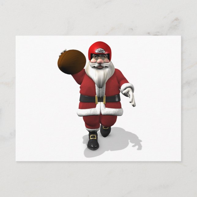 Santa Claus American Football Player Holiday Postcard (Front)