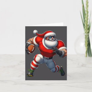 Santa Claus American Football Player Merry Christm Card