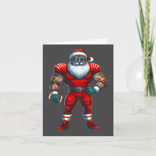 Santa Claus American Football Player Merry Christm Card