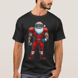 Santa Claus American Football Player Merry Christm T-Shirt