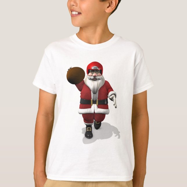Santa Claus American Football Player T-Shirt (Front)