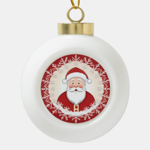 Santa Claus Amidst Snowflakes Ceramic Ball Christmas Ornament