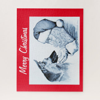 Santa Claus And A German Shepherd Jigsaw Puzzle