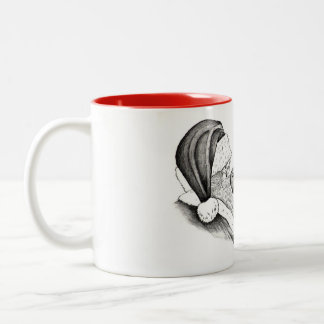 Santa Claus and a Pinto Horse Two-Tone Coffee Mug