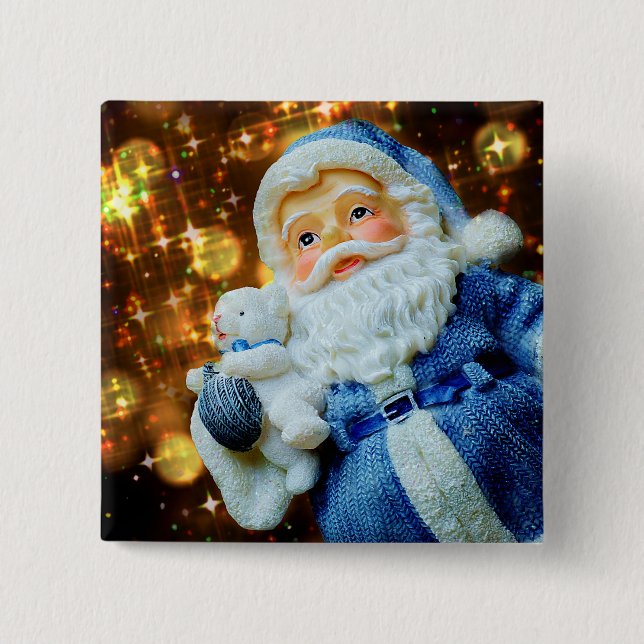 Santa Claus and Baby Polar Bear Chirstmas Button (Front)