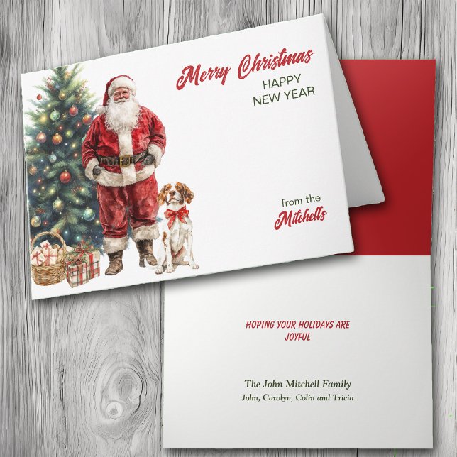 Santa Claus and Brittany Dog Christmas Card (Creator Uploaded)