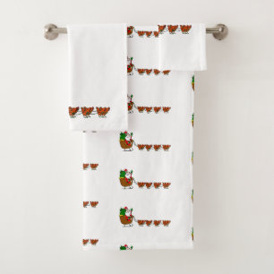 Santa Claus And Chickens Bathroom Towel Set