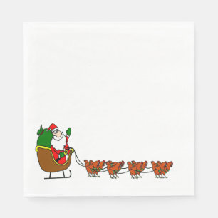 Santa Claus And Chickens Napkin