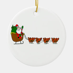 Santa Claus And Chickens Ornament