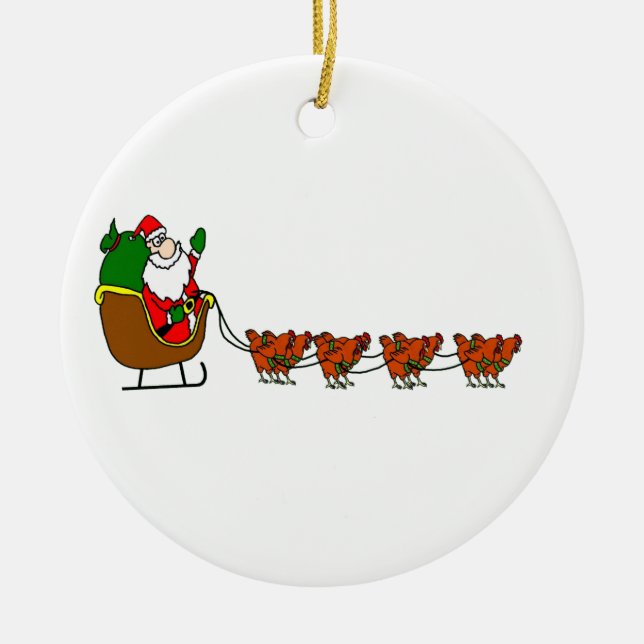 Santa Claus And Chickens Ornament (Front)