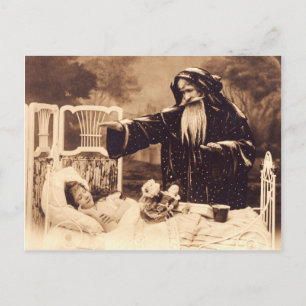 Santa Claus and Child Vintage Christmas Postcard
