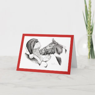 Santa Claus and Christmas Horse Holiday Card