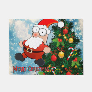 Santa Claus and christmas tree Doormat
