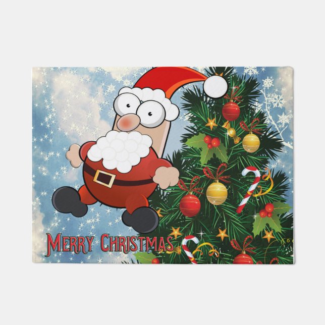 Santa Claus and christmas tree Doormat (Front)