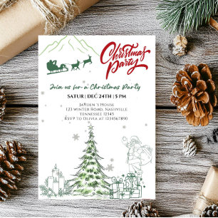 Santa Claus and Christmas Tree Holiday Party Invitation