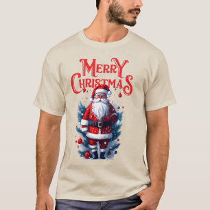 Santa Claus And Christmas Tree Mens T-Shirt