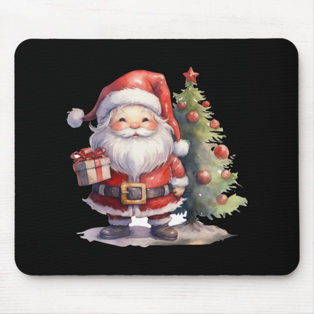 Santa Claus And Christmas Tree T Shirt  Mouse Mat (Front)