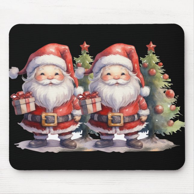 Santa Claus And Christmas Tree T Shirt  Mouse Mat (Front)