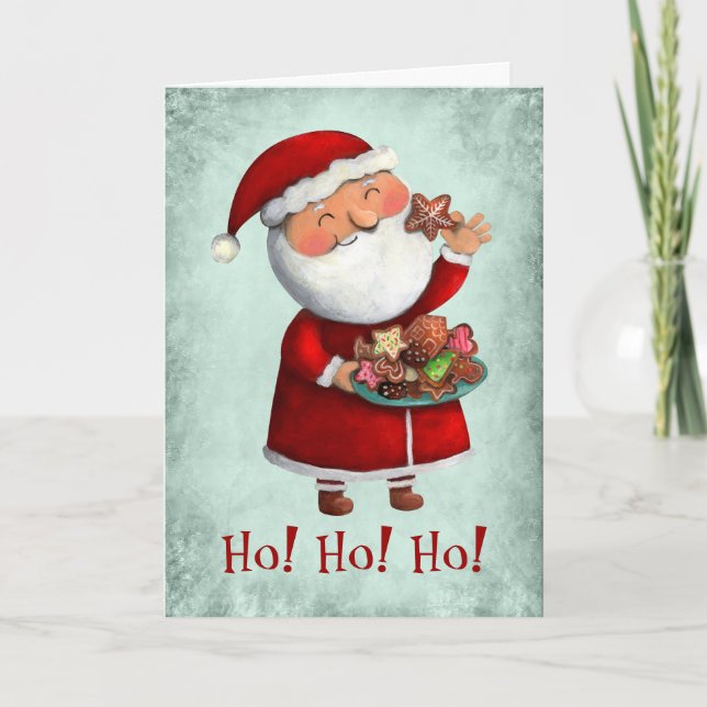 Santa Claus and Cookies Holiday Card (Front)