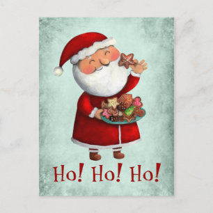 Santa Claus and Cookies Holiday Postcard