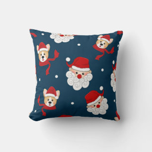 Santa Claus and Corgi Pattern Cushion