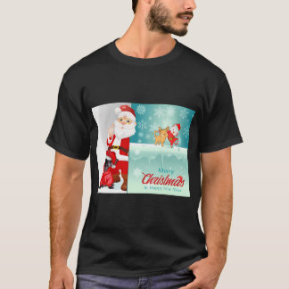 Santa Claus and dog Merry Christmas Happy New Year T-Shirt