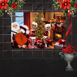 Santa Claus and elves after work Poster