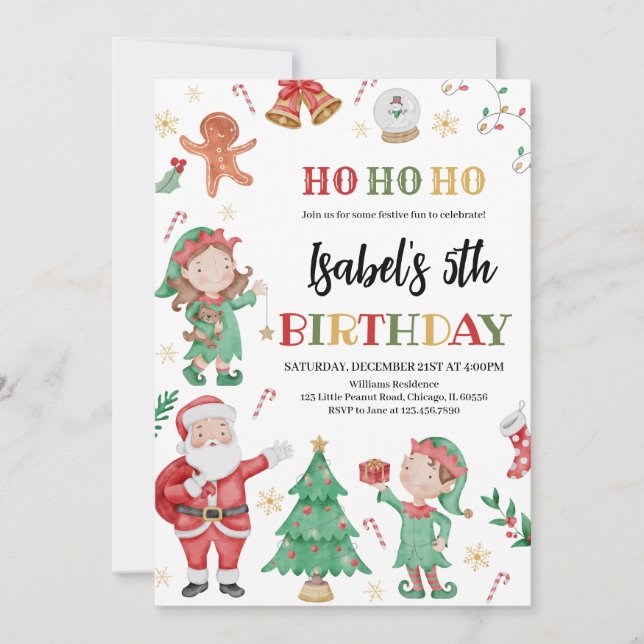 Santa Claus and Elves Birthday Invitation (Front)