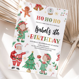Santa Claus and Elves Birthday Invitation