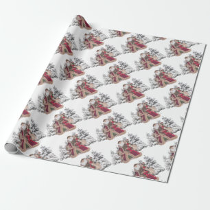 Santa Claus and Fawns Wrapping Paper