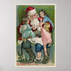 "Santa Claus and Four Children" Poster