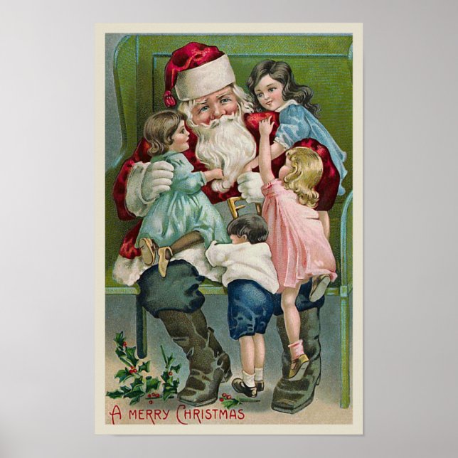 "Santa Claus and Four Children" Poster (Front)