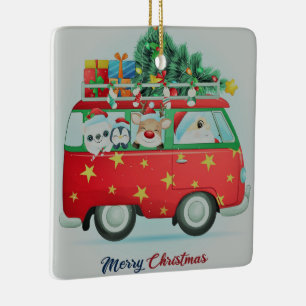 Santa Claus And Friends Ceramic Ornament