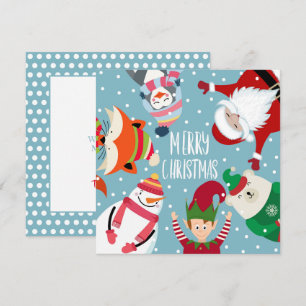 Santa Claus and Friends Flat Christmas Card