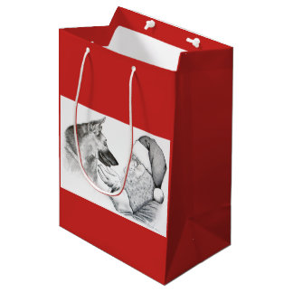 Santa Claus and German Shepherd Christmas Bag