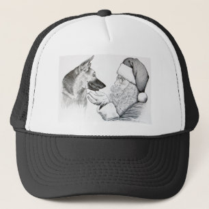 Santa Claus and German Shepherd Trucker Hat