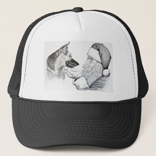 Santa Claus and German Shepherd Trucker Hat (Front)